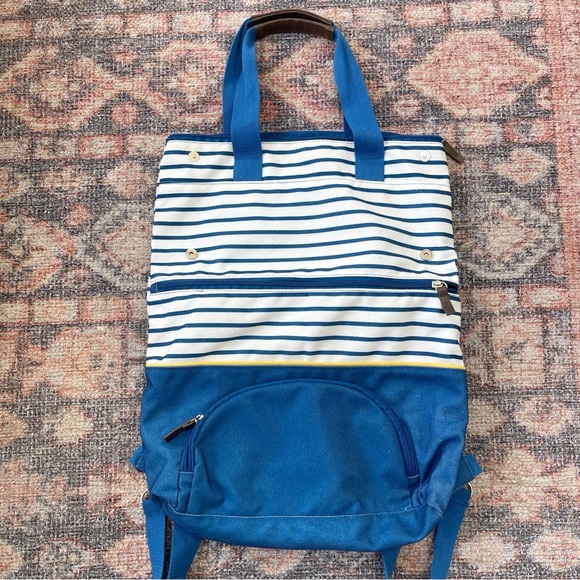 New love Taza 2-in-1 backpack tote striped beach bag - Picture 2 of 7